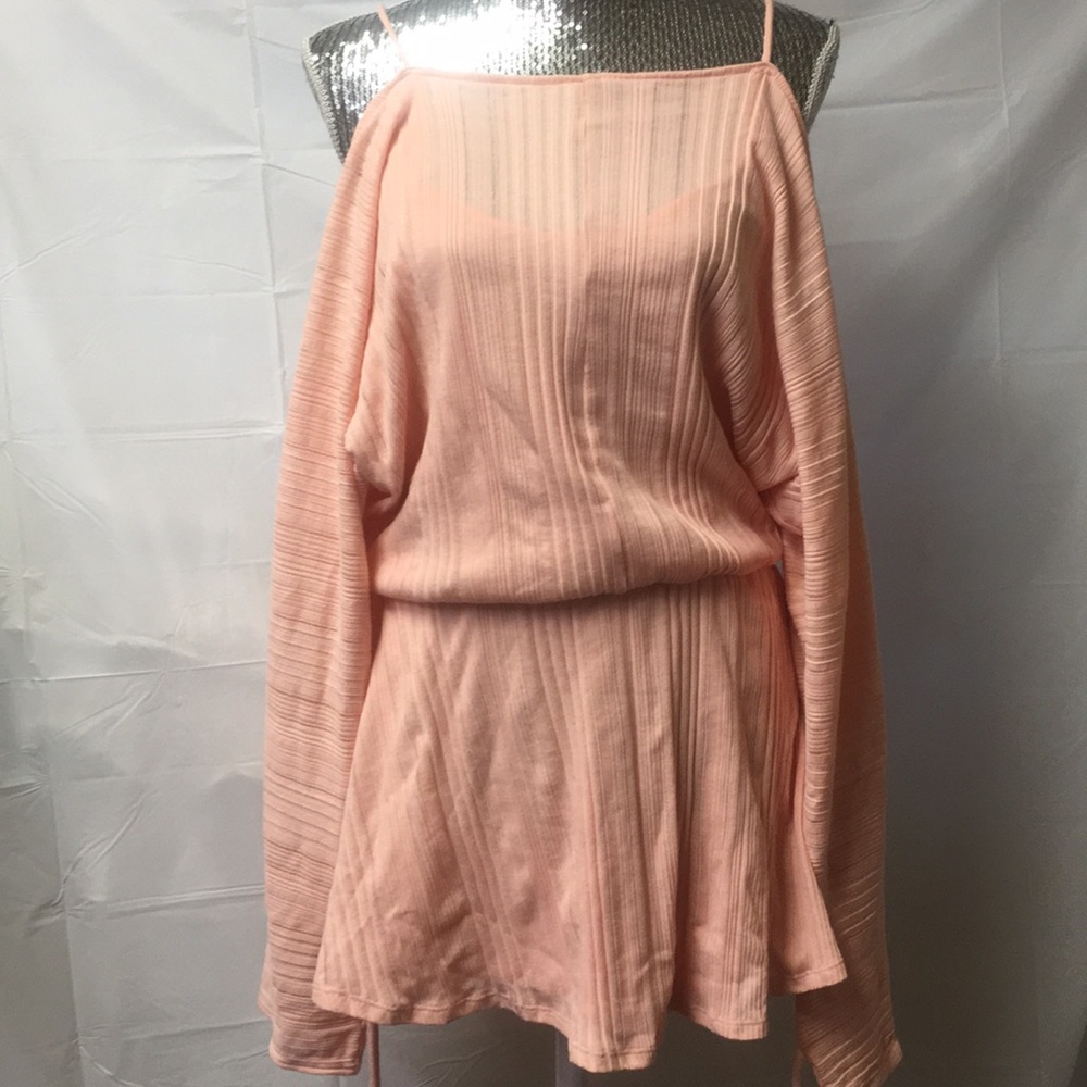 FP beach dress XS peach off shoulder new stripes